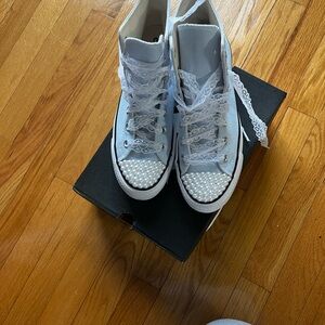 Custom Baby Blue Platform Converse